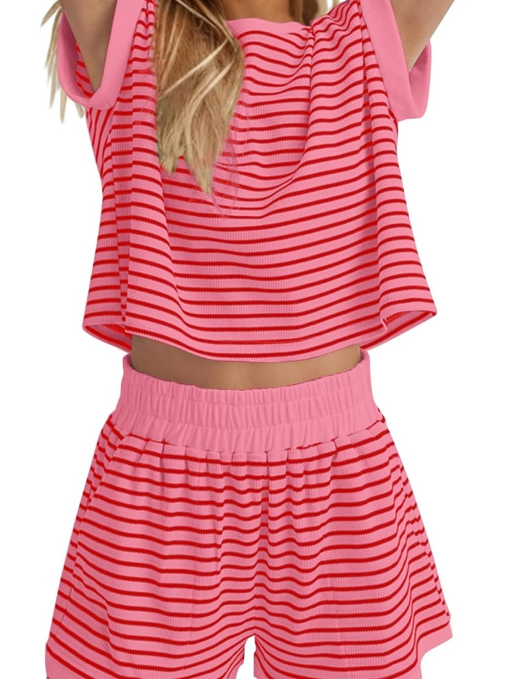 Pink Striped Knit Lounge Set - Women Intimates & Sleepwear